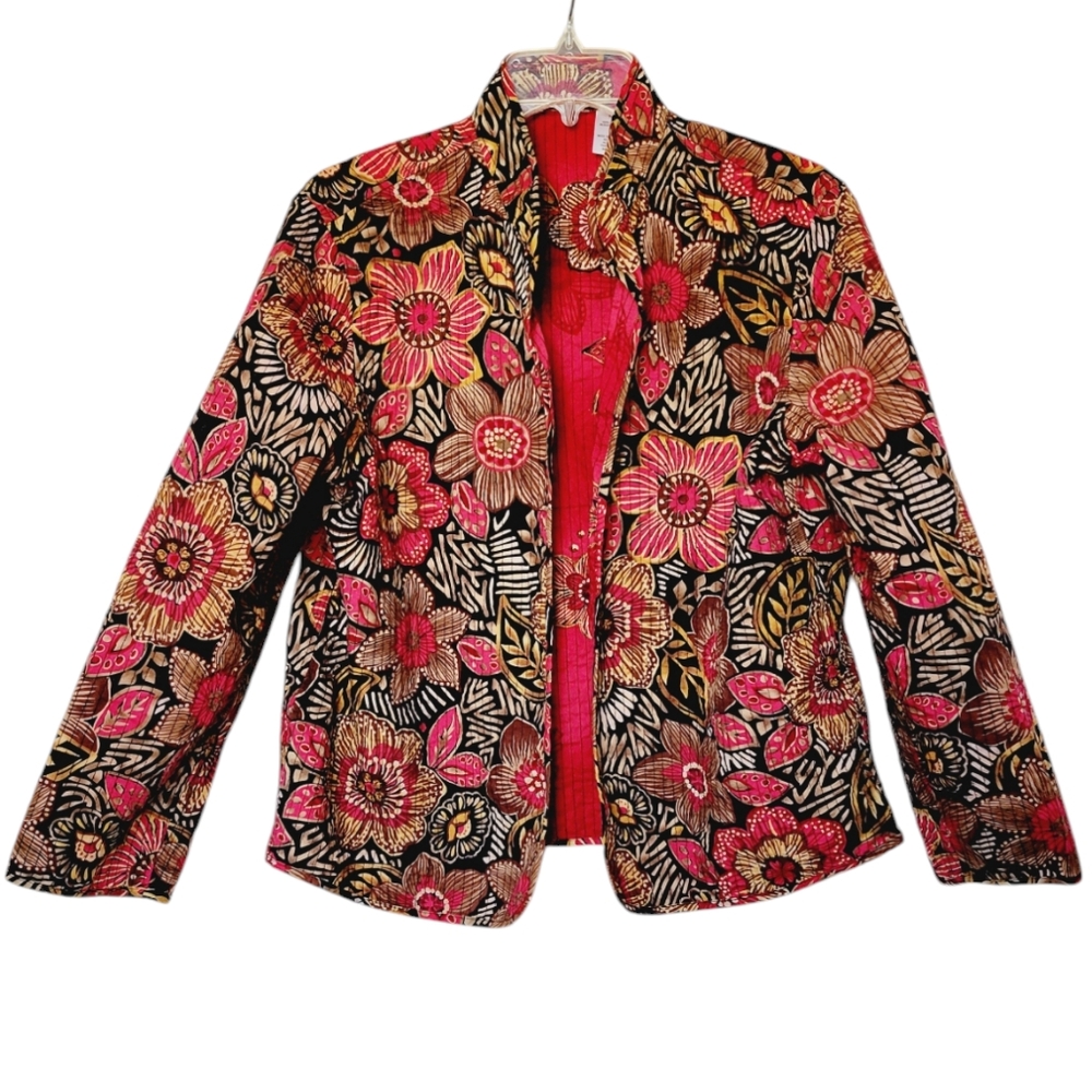 Floral Open Front Casual Blazer
